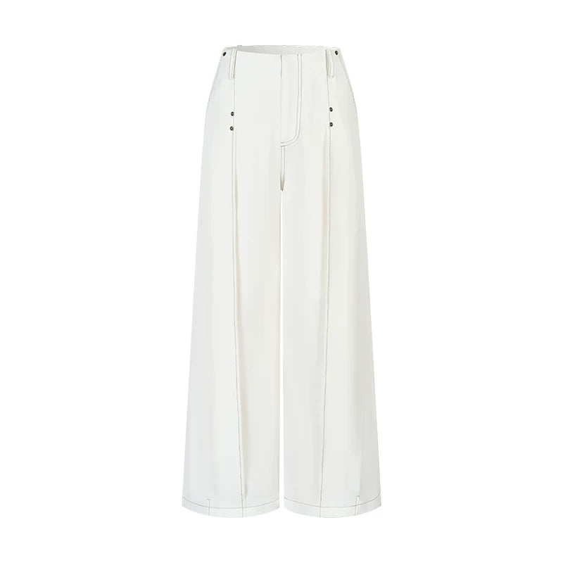 Doppelt plissierte Hose mit weitem Bein