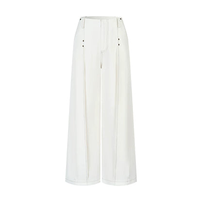 Doppelt plissierte Hose mit weitem Bein