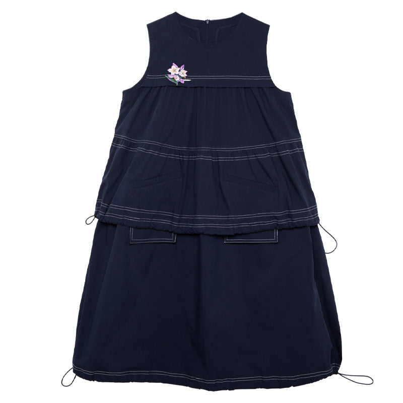 Elegant Navy Blue Embroidered Dress