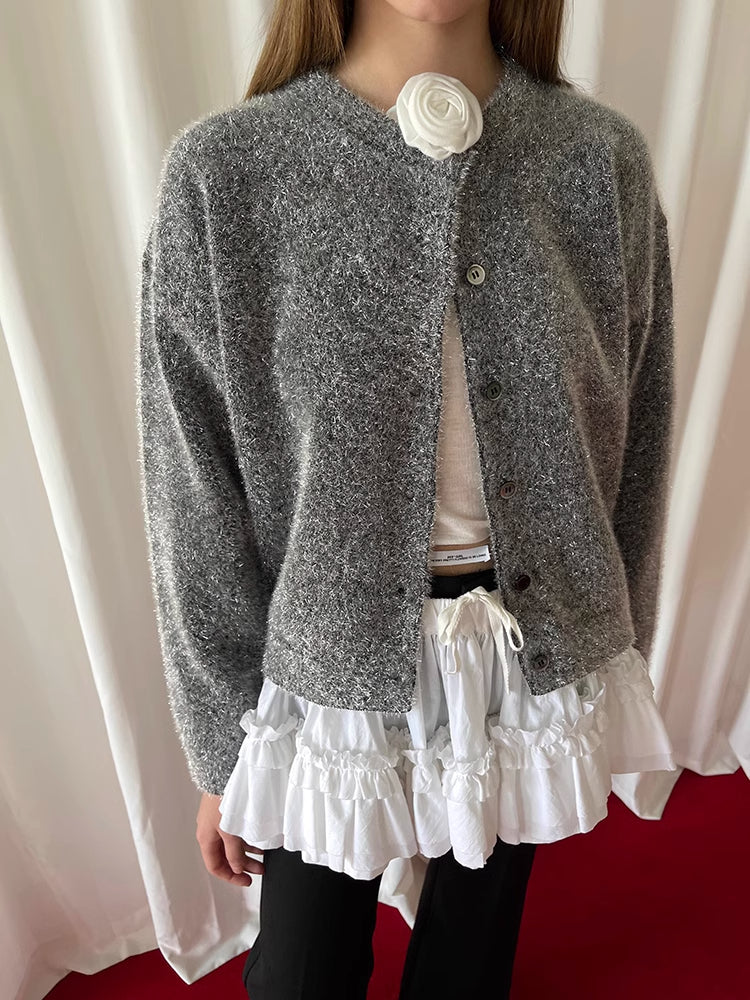 Gray knit cardigan