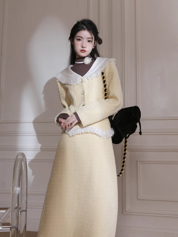 Yellow jacket + skirt set