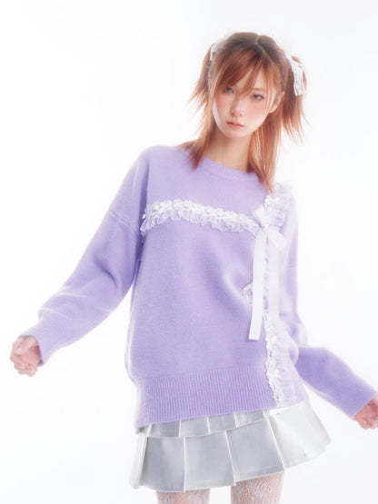 Purple sweater girls knit top