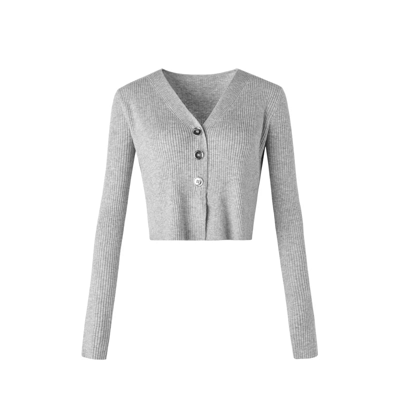 Gray Wool Blend Cardigan
