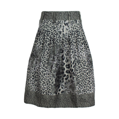 Leopard Graffiti Pleated Skirt