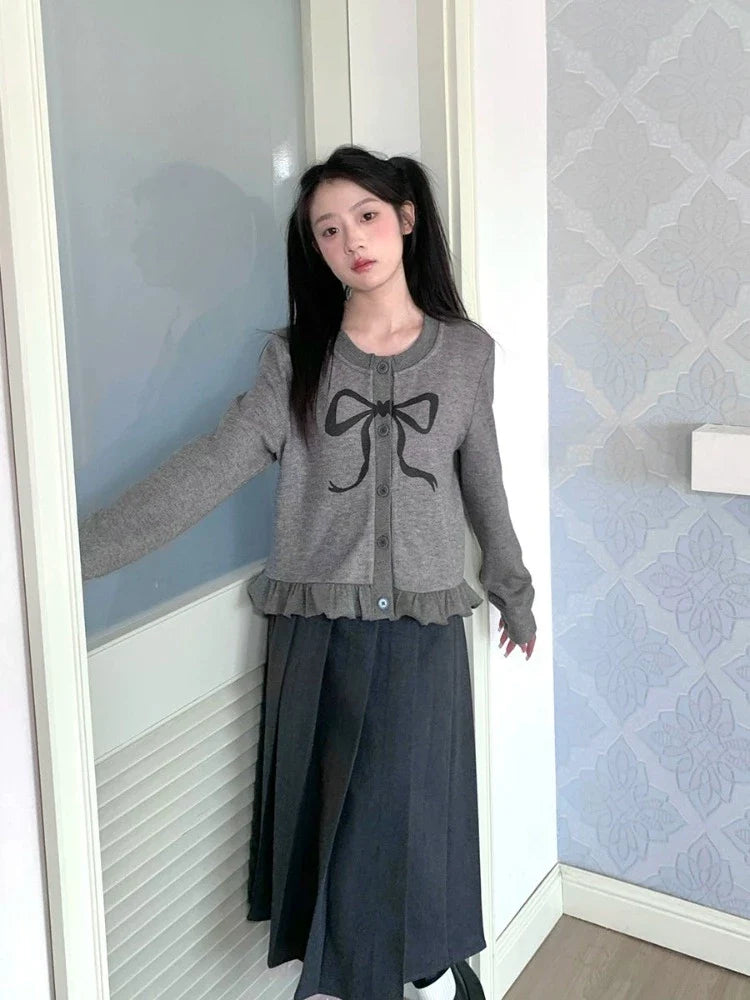 Ribbon ruffle cardigan