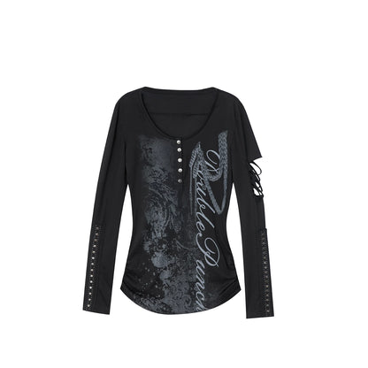 Ripped Punk Printed Sweater