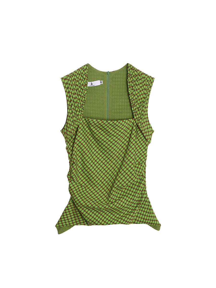 Sleeveless Tartan Vest