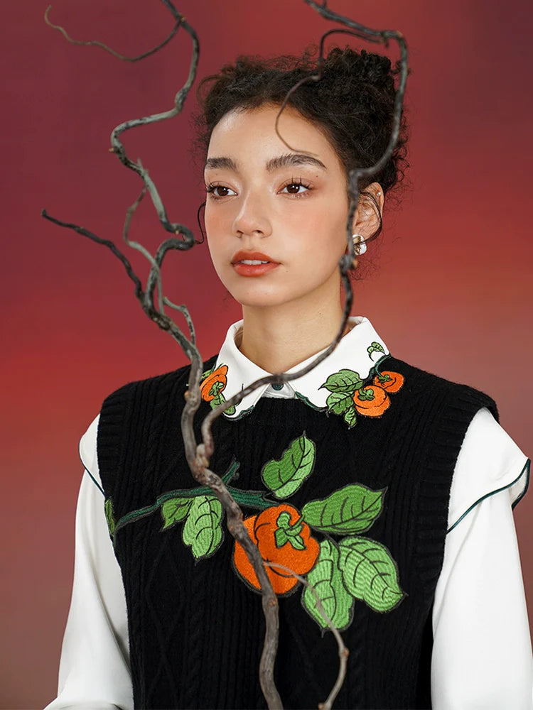 Chinese style embroidery vest and shirt