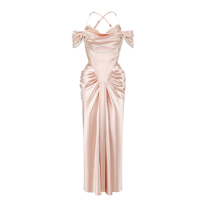 Baroque Satin Fishbone Dress