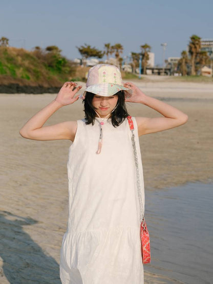 White flower long skirt dress