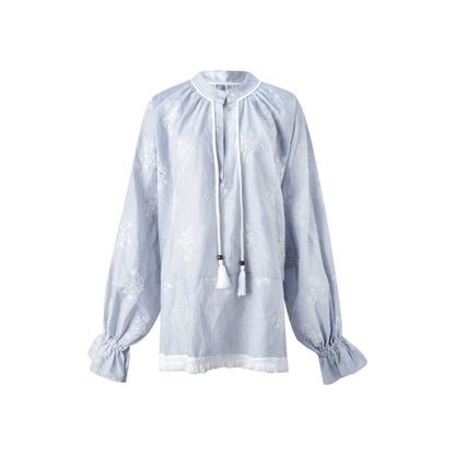 Tassel Stripe Embroidery Top