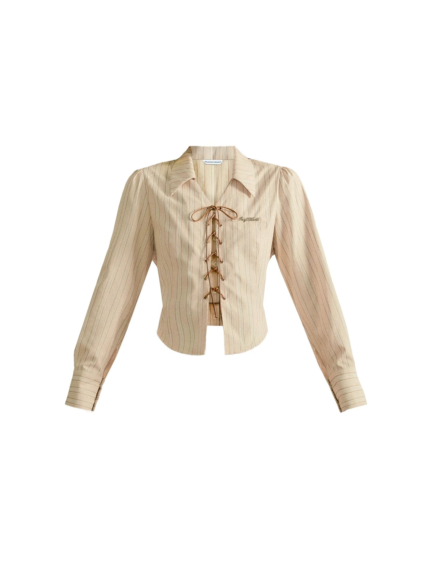 Salt-based striped casual lace-up shirt