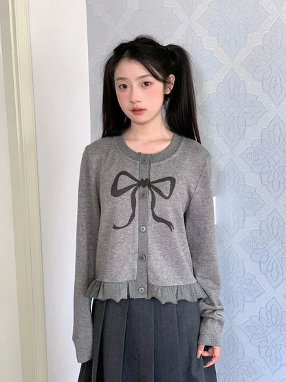 Ribbon ruffle cardigan