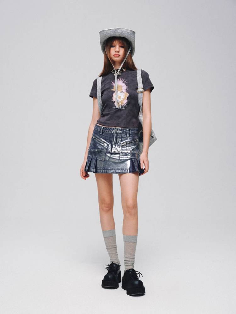 A-line denim skirt