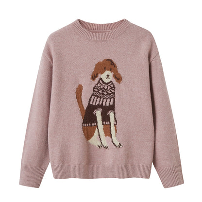 Round Neck Loose Fit Dog Pullover Sweater