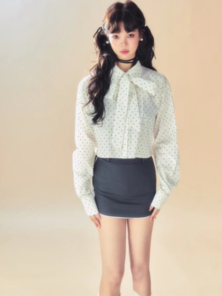 Bow tie long sleeve shirt