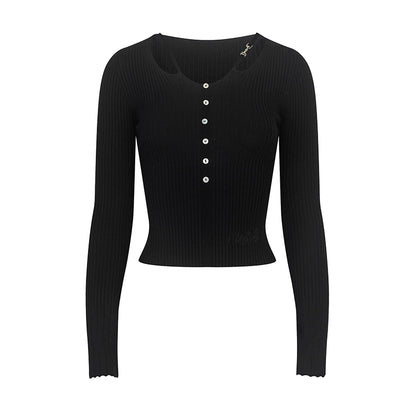 Slim Fit V-Neck Wool Knit Top