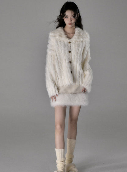 Imitation Mink Cardigan Jacket