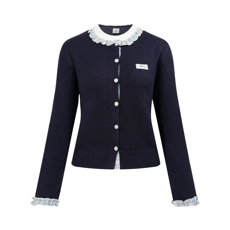 Fake Layered Contrast Knit Top Set-Up