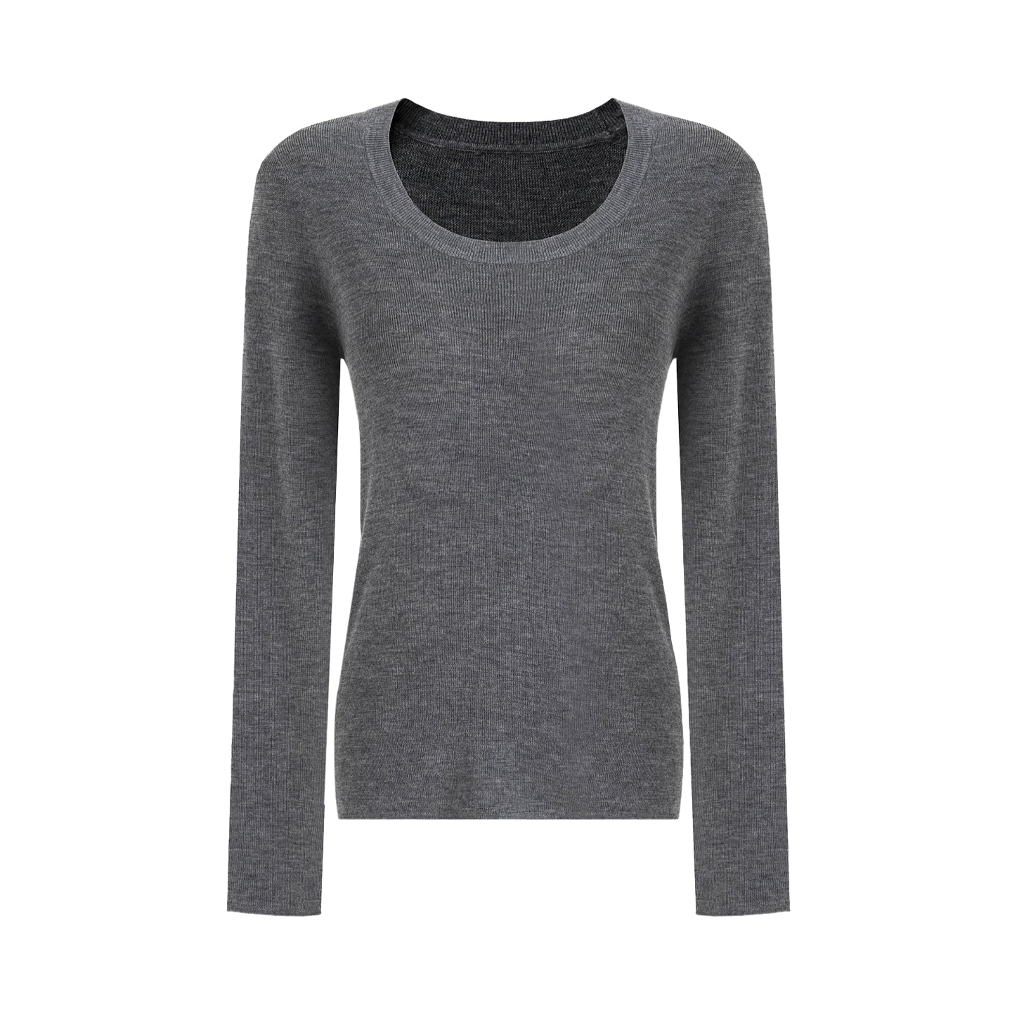 U-Neck Wool Slim Sweater