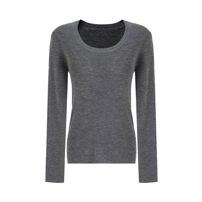 U-Neck Wool Slim Sweater