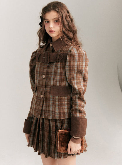 Plaid Belted Coat