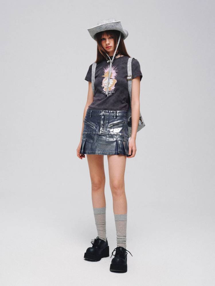 A-line denim skirt