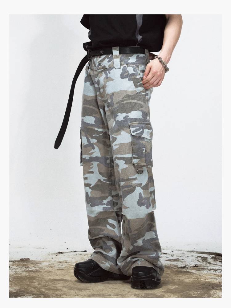 Camouflage loose wide leg pants