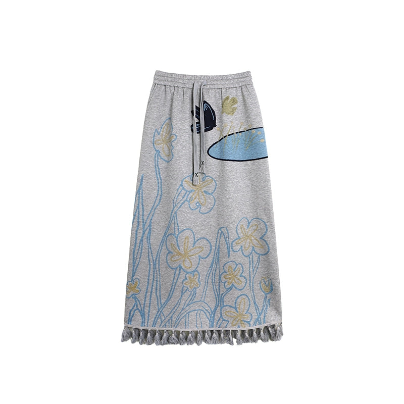 Flying Bird Print Skirt