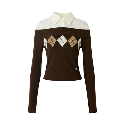 Diamond Pattern Merino Wool Sweater