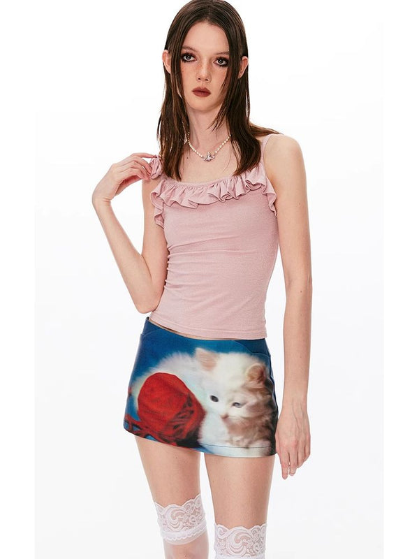 Hot girl low waist skirt