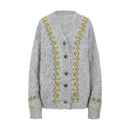 Loose Fit Embroidered Cardigan