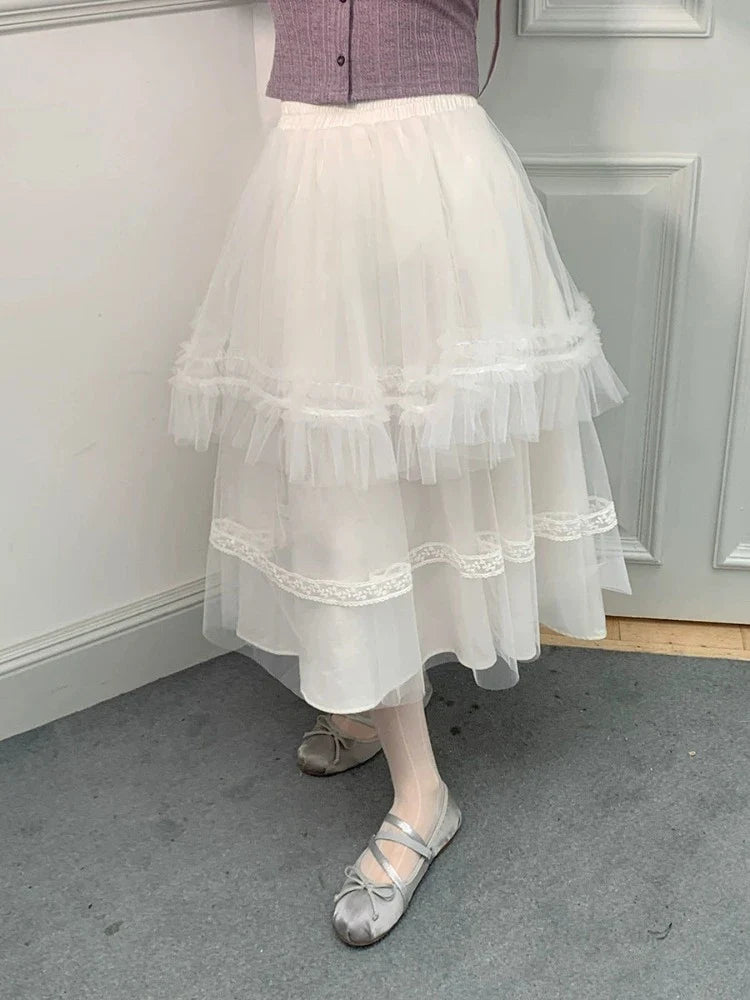 A-line lace mesh skirt