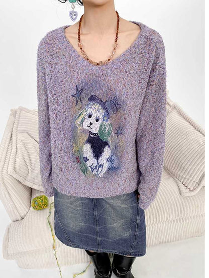 Dog print sweater