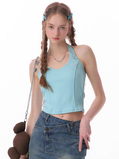 Halter neck slim fit vest