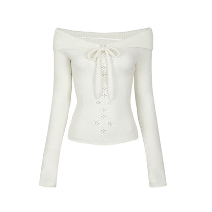 Elegant Crochet One-Shoulder Sweater