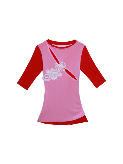 Jacquard Color-Blocked Slim-Fit Top