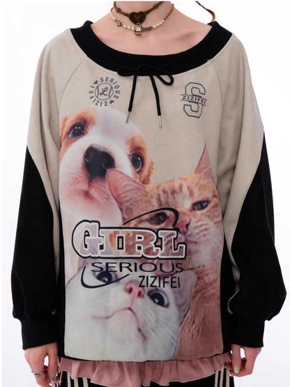 Round neck printed sweatshirt