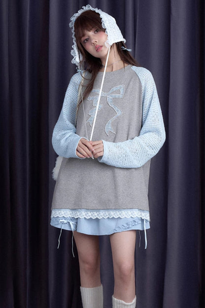 Dreamy Gentle Gray Blue Long Sleeve Top