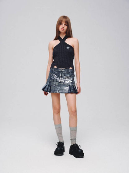 A-line denim skirt