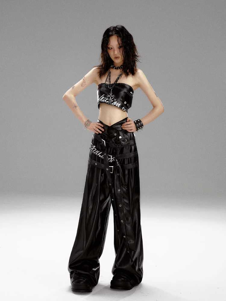 High waist punk pants