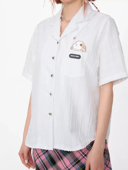 Rabbit embroidery short sleeve shirt