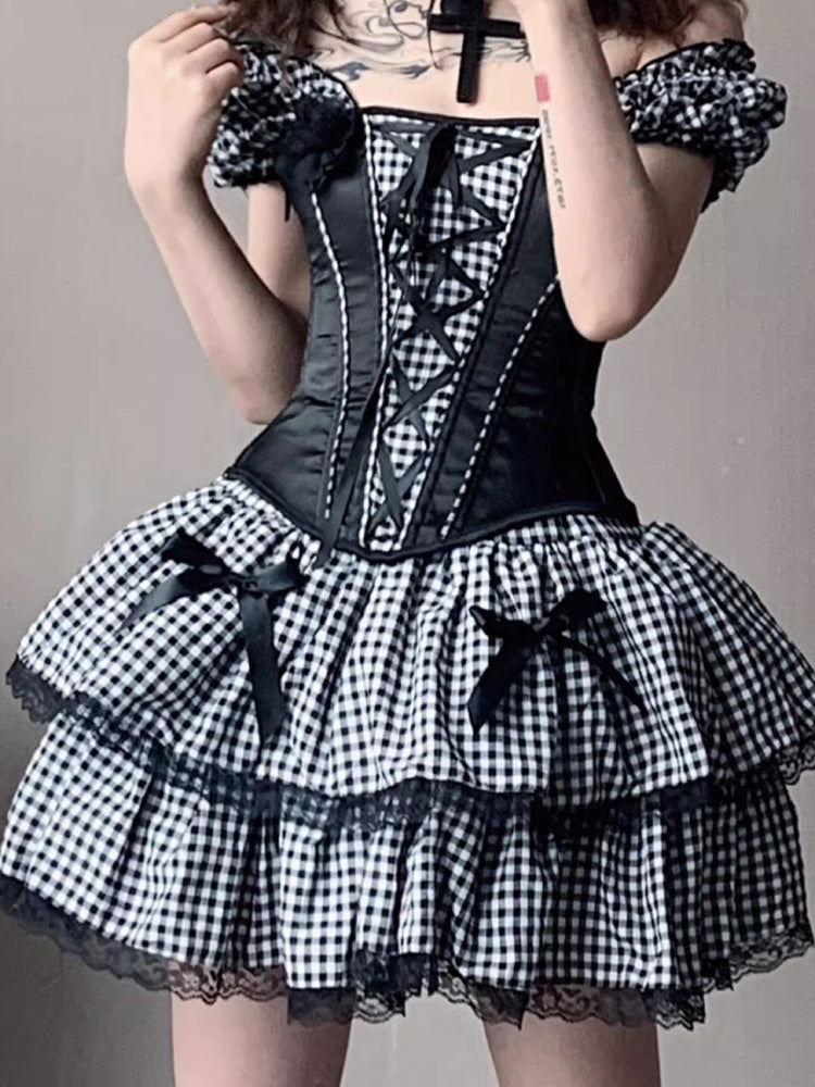 Plaid corset dress