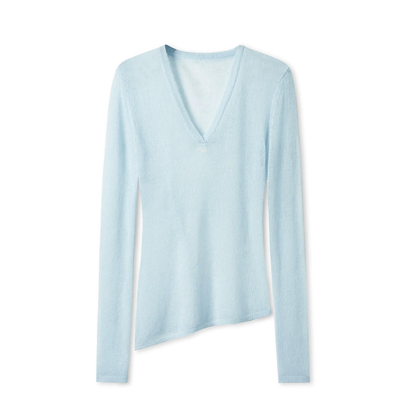 Alpaca Knit Layered V-Neck Long Sleeve Top