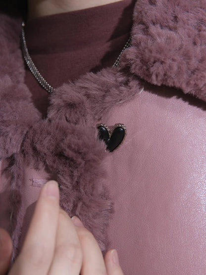 Purple fur wool jacket