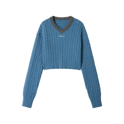 Retro Color-Blocked Knit Sweater