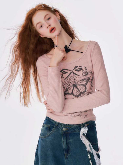 Printed long sleeve T-shirt