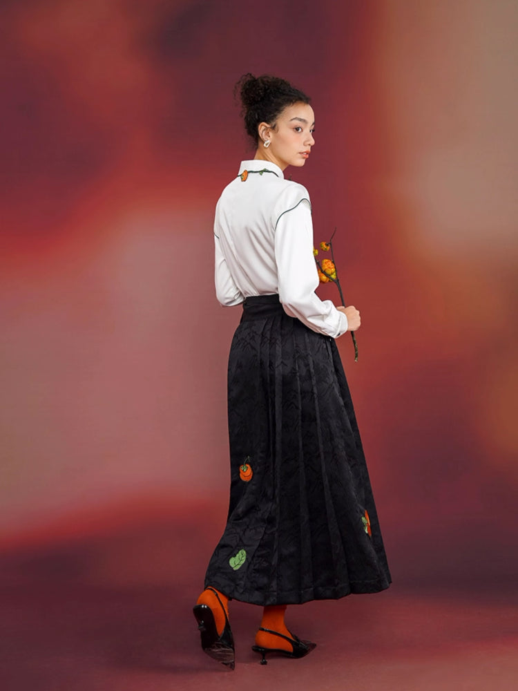 Chinese embroidery satin skirt