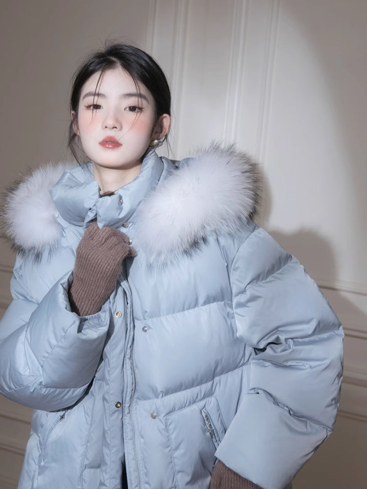 Fur collar down jacket