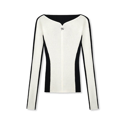 Cashmere V-Neck Contrast Cardigan